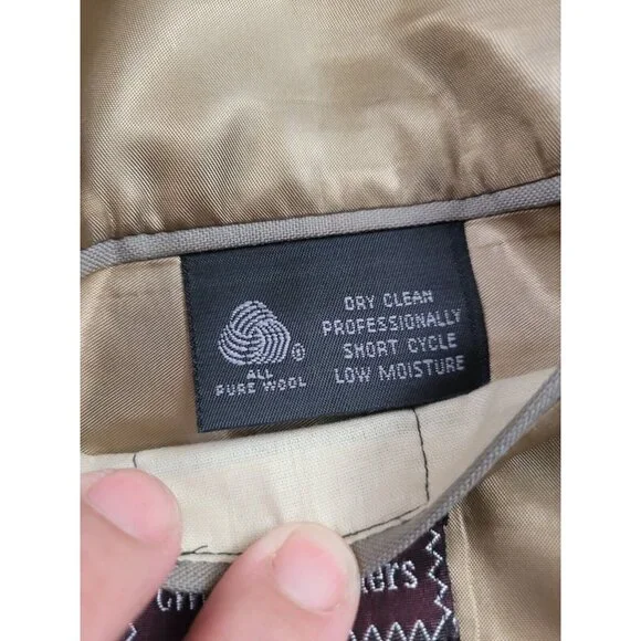 Burberry Men 100% Wool Tweed Tan Herringbone Blazer Jacket Lined - Picture 12 of 16